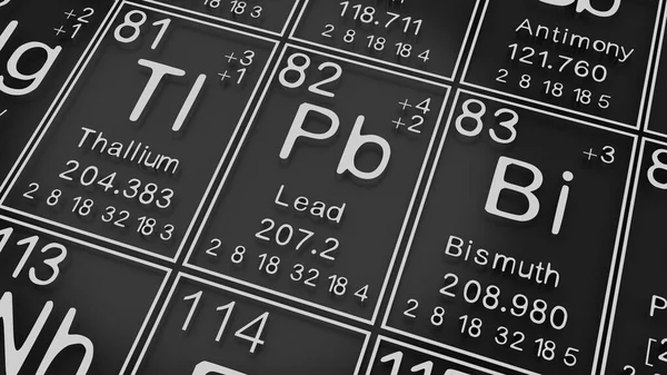 Tallium Bly Vismuth Det Periodiska Systemet Elementen Svart Svarta Marken — Stockfoto