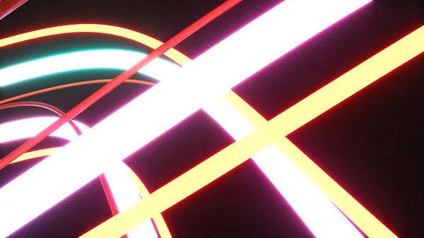 Girdap Kıvrımlarının Soyut Çizimi Renkli Neon Işıklar Fütüristik Soyutlama Geometrik — Stok fotoğraf