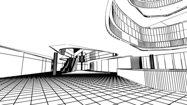 Чертеж Площади Универмага Рендеринг — стоковый вектор