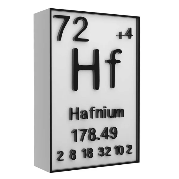 하프늄 바탕에 원소들의 주기율표에 원소들의 역사를 대표하는 번호와 기호를 나타낸다 — 스톡 사진