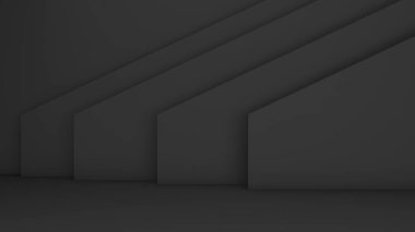 Siyah zemin üzerinde siyah podyum, ürün sunumu için 3D sunum podyumu
