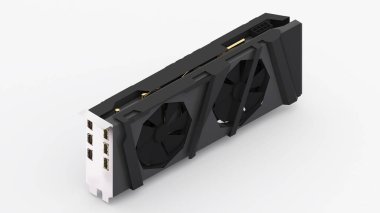 Basit bir bilgisayarın bileşenlerinin bir çizimi. İş yerindeki bilgisayar teknolojisi, izometrik, 3D görüntüleme