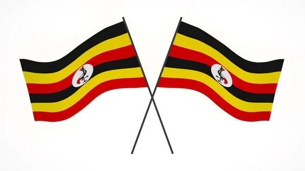 Bandeira Nacional Imagem Fundo Bandeiras Sopro Vento Renderização Bandeira Uganda — Fotografia de Stock