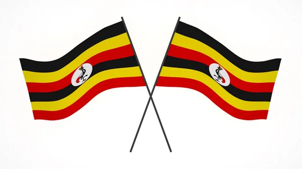 National Flag Background Image Wind Blowing Flags Rendering Flag Uganda — стокове фото