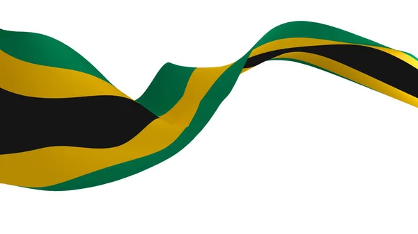 Nemzeti Zászló Háttér Kép Szél Fúj Zászlók Renderelés Zászló Jamaica — Stock Fotó