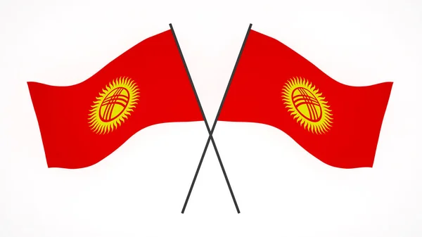 国旗の背景画像 風吹き旗 3Dレンダリング キルギスの旗 — ストック写真