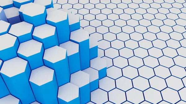 Absztrakt Kék Hatszög Formák Háttér Geometriai Háttér Renderelés — Stock Fotó