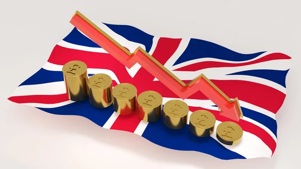 Anglie Národní Bohatství Zmenšuje Devalvace Měny Zemi Recese Rendering — Stock fotografie