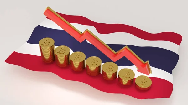 Таиланд Богатство Нации Уменьшается Обесценивание Валюты Стране Рецессия Рендеринга — стоковое фото