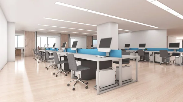 従業員のためのオフィススペース作業や廊下 ロフトスタイルで装飾された作業エリア 3Dレンダリング — ストック写真