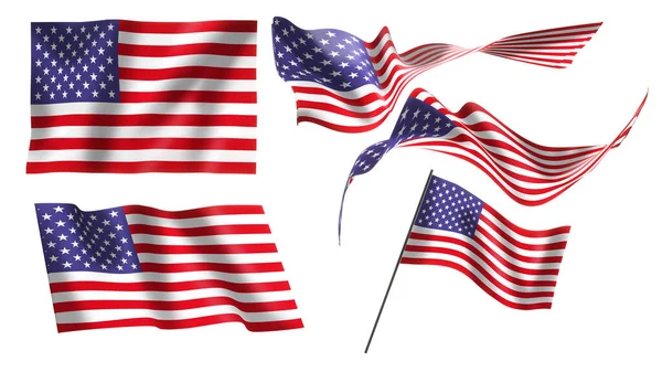 Spojené Státy Vlajky Různých Stylech Pro Ilustraci Července Oslava Dne — Stock fotografie