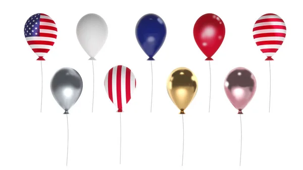 Balónky Různých Barvách Zlato Stříbro Bronz Barvy Americké Vlajky Července — Stock fotografie