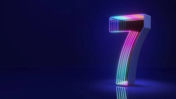 Nummer Sieben Science Fiction Stil Neon Lichter Auf Dunkelblauem Hintergrund — Stockfoto
