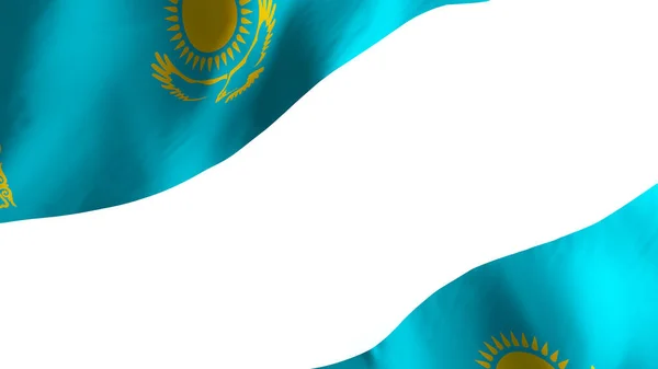 National Flag Background Image Wind Blowing Flags Rendering Flag Kazakhstan — Stock Photo, Image