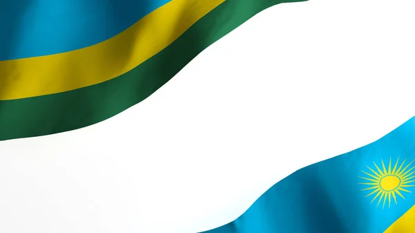 Národní Vlajka Pozadí Obrázek Vítr Foukání Vlajky Vykreslování Vlajka Rwandy — Stock fotografie