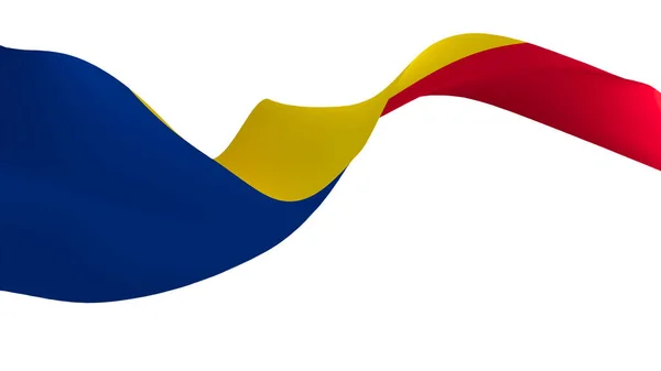 Národní Vlajka Pozadí Obrázek Vítr Foukání Vlajky Vykreslování Vlajka Rumunska — Stock fotografie