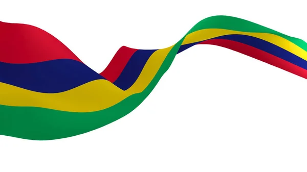 National Flag Background Image Wind Blowing Flags Rendering Flag Mauritius —  Fotos de Stock