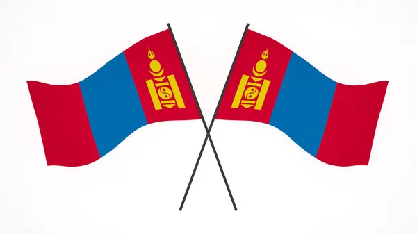 Народний Прапор Фоновий Образ Вітер Дме Прапори Рендеринг Прапор Монголії — стокове фото