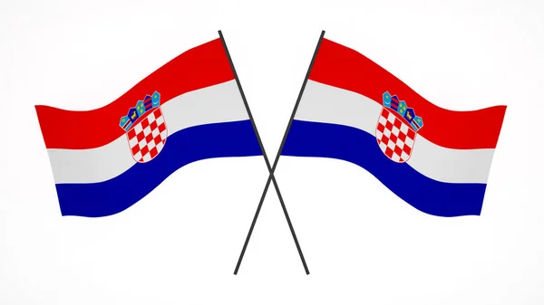 Nationell Flagga Bakgrund Bild Vind Blåser Flaggor Rendering Flagga Kroatien — Stockfoto