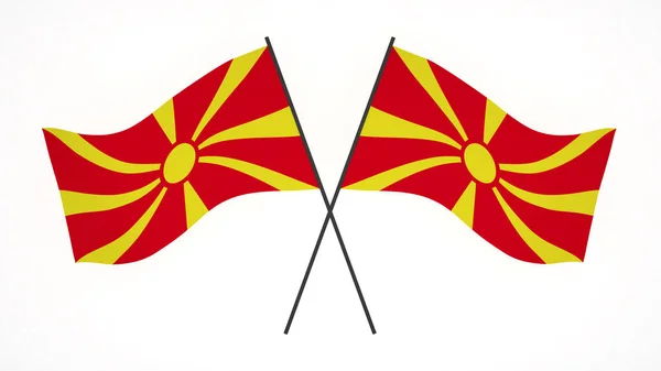 国旗背景画像 風吹き旗 3Dレンダリング 北マケドニアの旗 — ストック写真