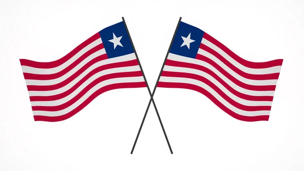 Nationell Flagga Bakgrund Bild Vind Blåser Flaggor Rendering Flagga Liberia — Stockfoto