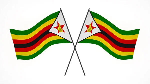 National Flag Background Image Wind Blowing Flags Rendering Flag Zimbabwe — Fotografia de Stock