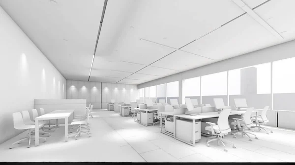 Espacio Oficina Para Trabajar Con Computadoras Equipos Oficina Tono Blanco —  Fotos de Stock