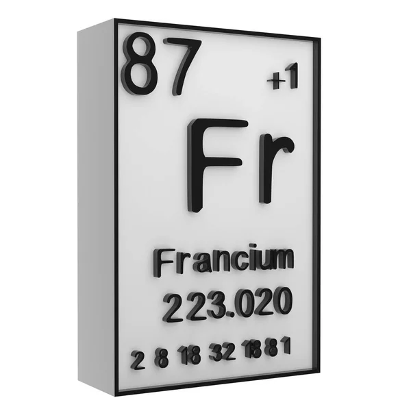 Beyaz Siyah Zemindeki Elementlerin Periyodik Tablosundaki Fransiyum Fosfor Kimyasal Elementlerin — Stok fotoğraf