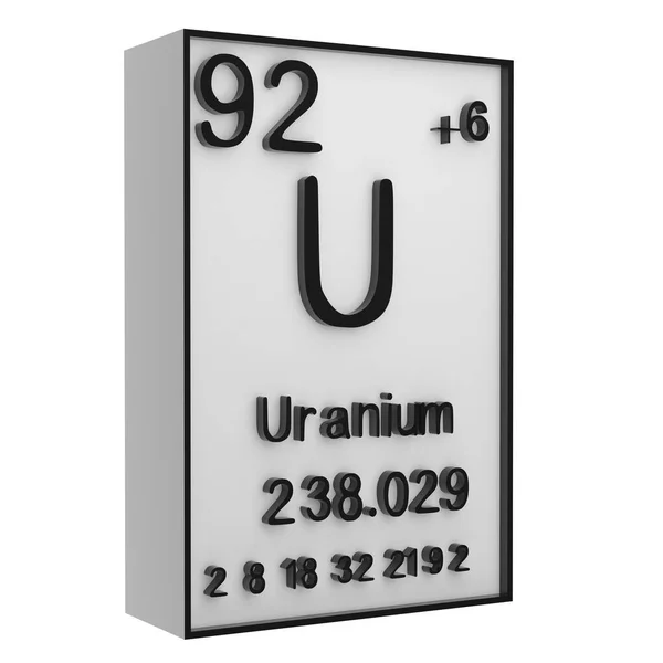 Uranium Phosphore Sur Tableau Périodique Des Éléments Sur Fond Noir — Photo