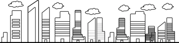 Gran Ciudad Línea Dibujos Inversión Negocio Ciudad Futurista Con Rascacielos — Vector de stock