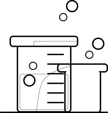 Bilimsel deney şişesi, iş teknolojisi ve bilim konsepti, düz stil sanat simgesi.
