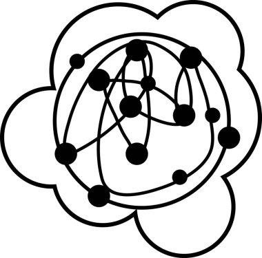 parçacık hareketi, iş teknolojisi ve bilim konsepti, düz stil çizgi resim simgesi.