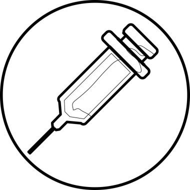 Aşılama, tıbbi iş konseptleri, bir çizgi sanat amblemi ve düz tasarım..