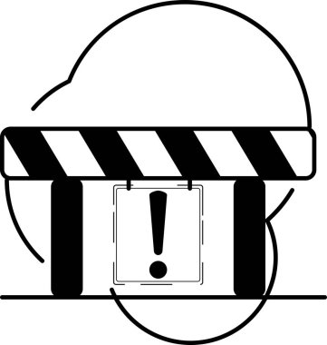 İnşaat uyarı levhası, düz tasarımlar ve çizgi resim simgelerinin yer aldığı inşaat sektörünün iş kavramları.