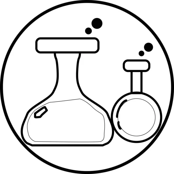 Botella Prueba Química Tecnología Negocios Concepto Ciencia Icono Arte Línea — Vector de stock