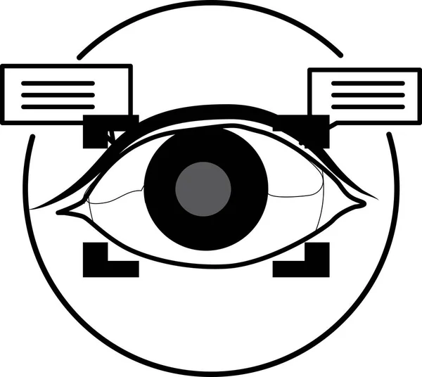人を識別するための目の検査技術 ビジネス技術と科学の概念 フラットスタイルのラインアートアイコン — ストックベクタ