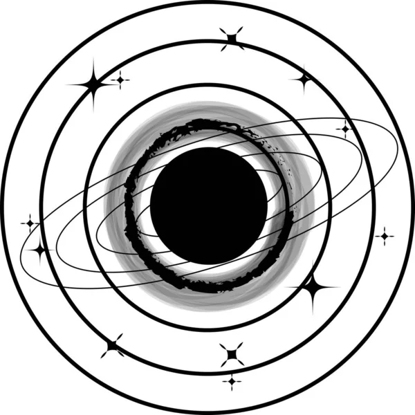 太空中的太阳 商业技术和科学概念 扁平线条艺术图标 — 图库矢量图片