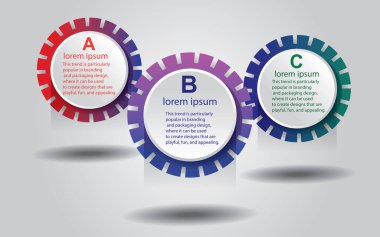 3 iş vites dairesi şablonu, grafik şablonları, bilgi tasarımı düzeni, fonksiyonel tasarım, diyagramlar, akış şemaları, web tasarımı, pankartlar