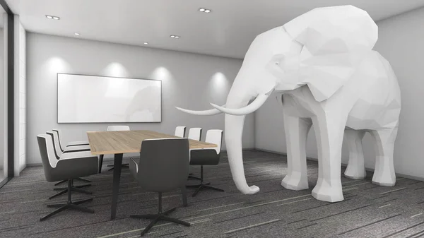 Ένα Μεγάλο Λευκό Ελέφαντα Στο Δωμάτιο Έννοια Του Προβλήματος Που — Φωτογραφία Αρχείου