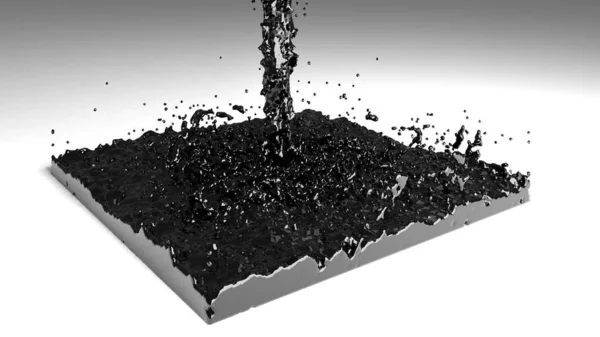 灰白色渐变背景下的暗色油水花 石油与能源业务 3D渲染 — 图库照片