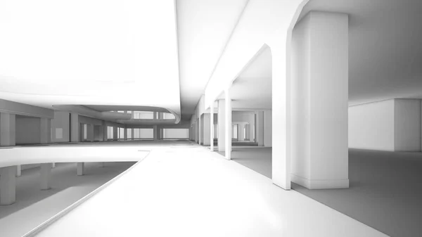 Gran Blanco Brillante Edificio Hall Área Para Trabajos Estructurales Gran —  Fotos de Stock