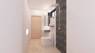 Küçük banyo. Modern tasarım, 3 boyutlu tasarım.