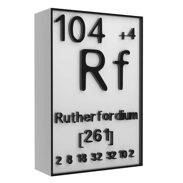 Rutherfordium Fósforo Tabla Periódica Los Elementos Fondo Negro Blanco Historia —  Fotos de Stock