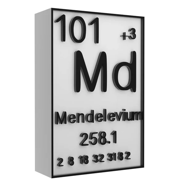 Mendelevium Phosphor Auf Dem Periodensystem Der Elemente Auf Weißem Schwarzgrund — Stockfoto