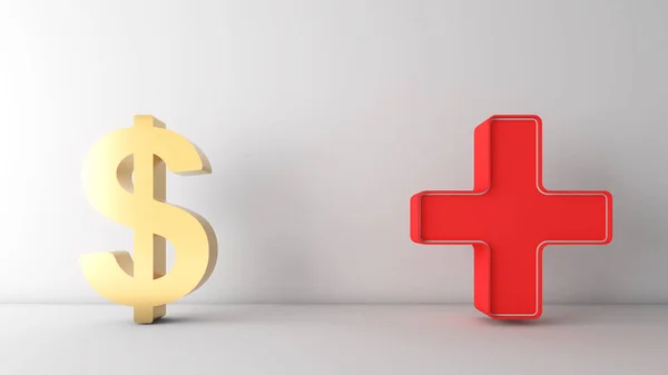 Comparison between money and health, which is more important , using money to buy health,3D rendering