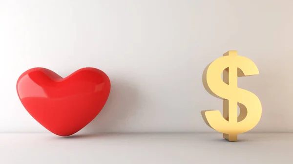 Choosing Money Love Which More Important Rendering — Stock Photo, Image