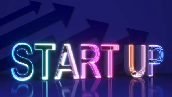 Business Start Belettering Met Neon Licht Abstract Beeld Van Startup — Stockfoto
