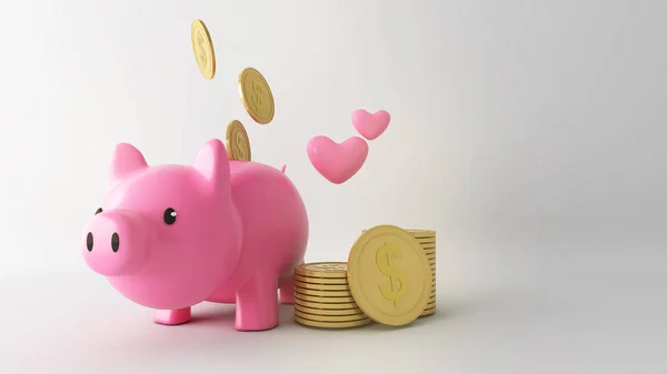 Sparschwein Form Eines Schweins Investitionen Und Aufbau Von Wohlstand Rendering — Stockfoto