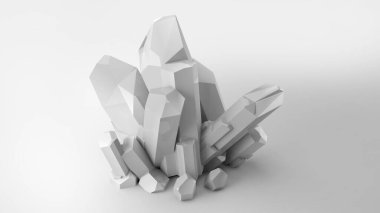 Beyaz kristal çubuklar ve fantezi dünyası, fantezi dünyası macera mistisizm, gizem, 3D canlandırma.