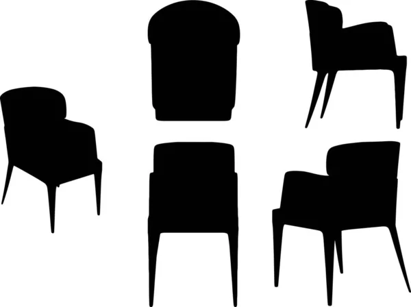 从多个角度看椅子的轮廓 — 图库矢量图片